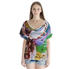 Doves Matchmaking 11 V-neck Flutter Sleeve Top by bestdesignintheworld