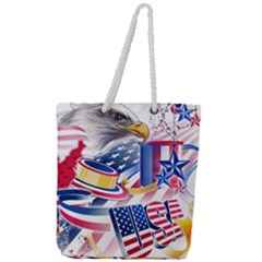 United States Of America Usa  Images Independence Day Full Print Rope Handle Tote (large) by Sapixe