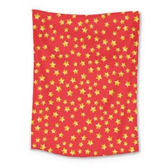 Yellow Stars Red Background Medium Tapestry by Sapixe
