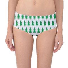 Christmas Background Christmas Tree Mid-waist Bikini Bottoms by Sapixe