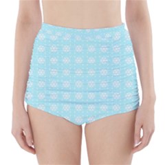 Snowflakes Paper Christmas Paper High-waisted Bikini Bottoms by Sapixe