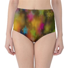 Star Background Texture Pattern High-waist Bikini Bottoms by Sapixe