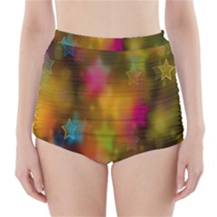 Star Background Texture Pattern High-waisted Bikini Bottoms by Sapixe