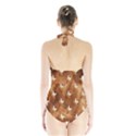 Stars Brown Background Shiny Halter Swimsuit View2