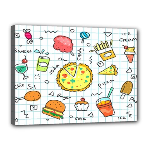 Colorful Doodle Soda Cartoon Set Canvas 16  X 12  by Sapixe