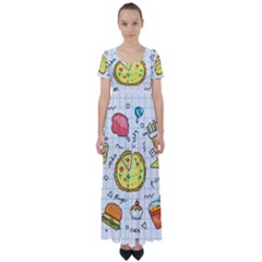 Colorful Doodle Soda Cartoon Set High Waist Short Sleeve Maxi Dress by Sapixe