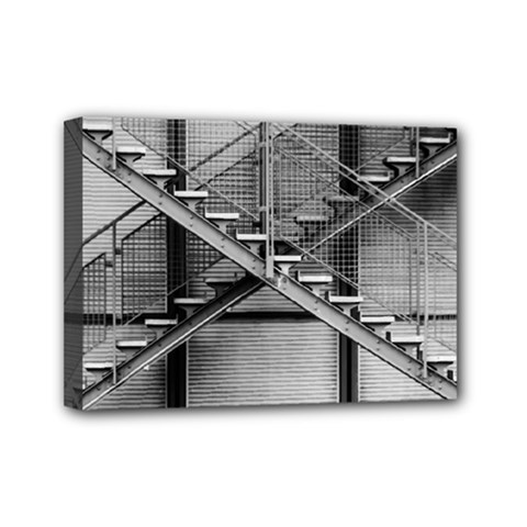 Architecture Stairs Steel Abstract Mini Canvas 7  X 5  by Sapixe