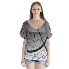 Graphic Design Background V-neck Flutter Sleeve Top by Sapixe