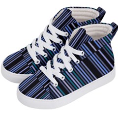 Shades Of Blue Stripes Striped Pattern Kid s Hi-top Skate Sneakers by yoursparklingshop