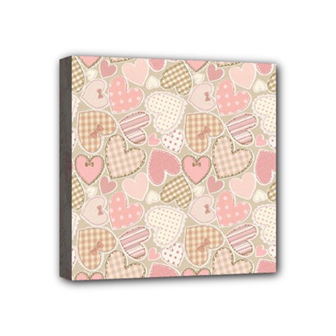 Cute Romantic Hearts Pattern Mini Canvas 4  X 4  by yoursparklingshop