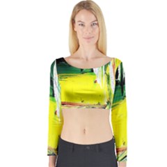 Poppies In An Abandoned Yard 10 Long Sleeve Crop Top by bestdesignintheworld
