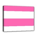 Horizontal Pink White Stripe Pattern Striped Canvas 14  x 11  View1