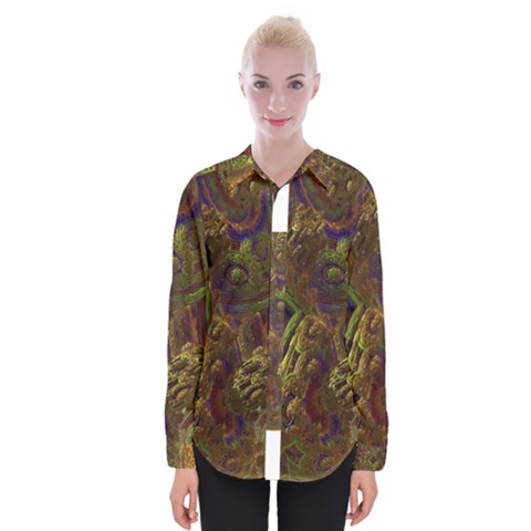 Fractal Virtual Abstract Womens Long Sleeve Shirt by Simbadda