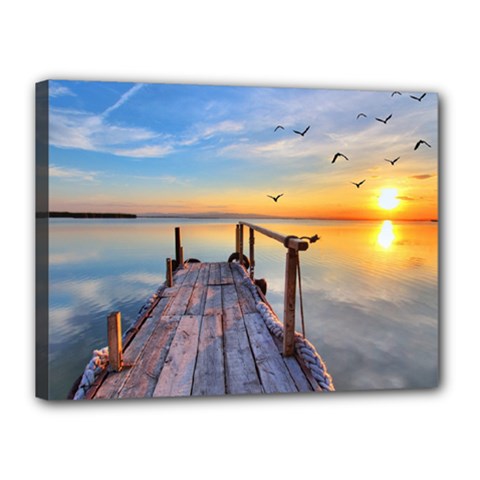 Sunset Lake Beautiful Nature Canvas 16  X 12  by Modern2018