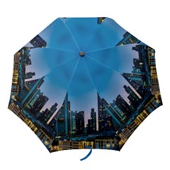 Frankfurt Germany Panorama City Folding Umbrellas by Simbadda
