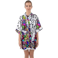 Brain Mind Anatomy Quarter Sleeve Kimono Robe by Simbadda