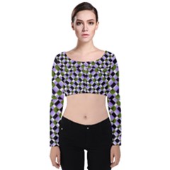 Hypnotic Geometric Pattern Velvet Crop Top by dflcprints