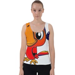 Bird Cartoon Character Parrot Velvet Tank Top by Simbadda