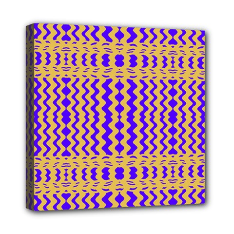 Purple Yellow Wavey Lines Mini Canvas 8  X 8  by BrightVibesDesign