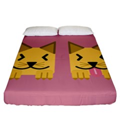 Pet Animal Feline Domestic Animals Fitted Sheet (california King Size) by Simbadda