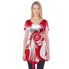 Cock Logo Emblem Symbol France Short Sleeve Tunic  by Simbadda