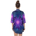 Blown Glass Flower of an ElectricBlue Fractal Iris Open Front Chiffon Kimono View2