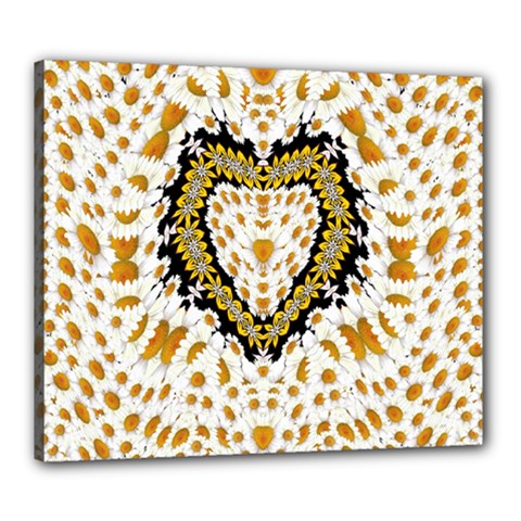 Hearts In A Field Of Fantasy Flowers In Bloom Canvas 24  X 20  by pepitasart