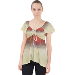 Colorful Tree Landscape In Orange And Blue Lace Front Dolly Top by digitaldivadesigns