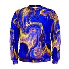 Blue Gold Marbled Men s Sweatshirt by NouveauDesign
