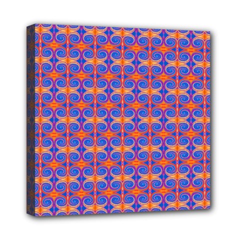 Blue Orange Yellow Swirl Pattern Mini Canvas 8  X 8  by BrightVibesDesign