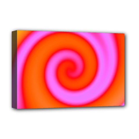 Swirl Orange Pink Abstract Deluxe Canvas 18  X 12   by BrightVibesDesign