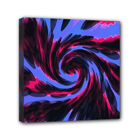 Swirl Black Blue Pink Mini Canvas 6  X 6  by BrightVibesDesign