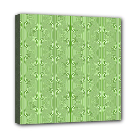 Mod Twist Stripes Green And White Mini Canvas 8  X 8  by BrightVibesDesign