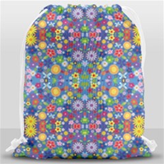 Colorful Flowers Drawstring Bag (large) by LoolyElzayat
