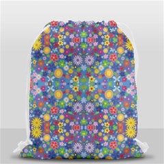 Colorful Flowers Drawstring Bag (small) by LoolyElzayat
