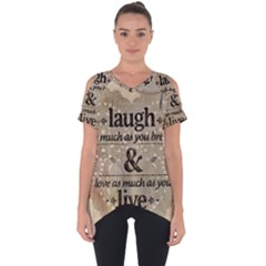 Motivational Calligraphy Grunge Cut Out Side Drop Tee by Sapixe