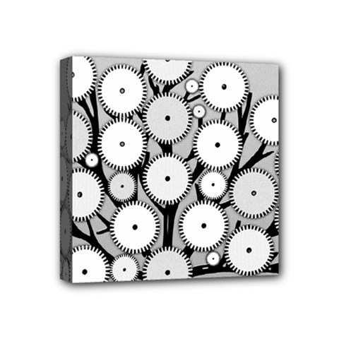 Gears Tree Structure Networks Mini Canvas 4  X 4  by Sapixe