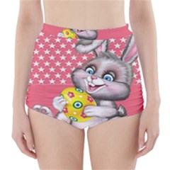 Illustration Rabbit Easter High-waisted Bikini Bottoms by Sapixe