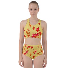 Leaves Autumn Maple Drop Listopad Racer Back Bikini Set by Sapixe