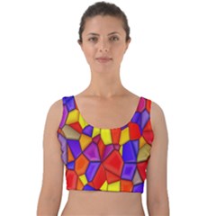 Mosaic Tiles Pattern Texture Velvet Crop Top by Sapixe