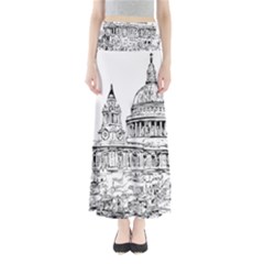 Line Art Architecture Church Full Length Maxi Skirt by Sapixe