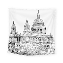 Line Art Architecture Church Square Tapestry (small) by Sapixe