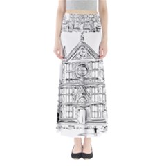 Line Art Architecture Church Italy Full Length Maxi Skirt by Sapixe
