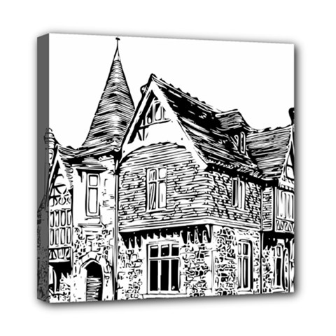 Line Art Architecture Old House Mini Canvas 8  X 8  by Sapixe