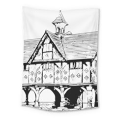 Line Art Architecture Vintage Old Medium Tapestry by Sapixe
