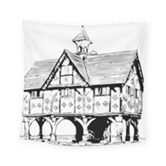 Line Art Architecture Vintage Old Square Tapestry (small) by Sapixe