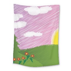 Pine Trees Trees Sunrise Sunset Medium Tapestry by Sapixe