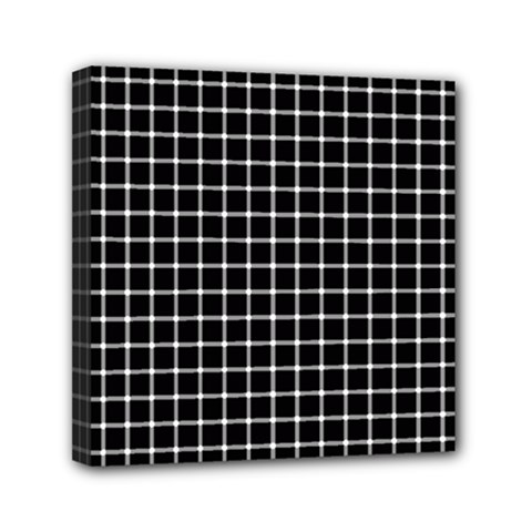 Black And White Optical Illusion Dots And Lines Mini Canvas 6  X 6  by PodArtist