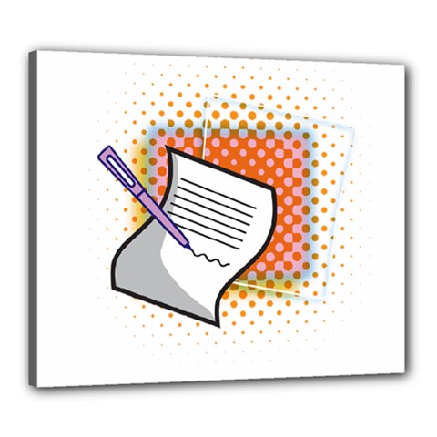 Letter Paper Note Design White Canvas 24  X 20  by Sapixe