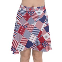 Usa Americana Diagonal Red White & Blue Quilt Chiffon Wrap by PodArtist
